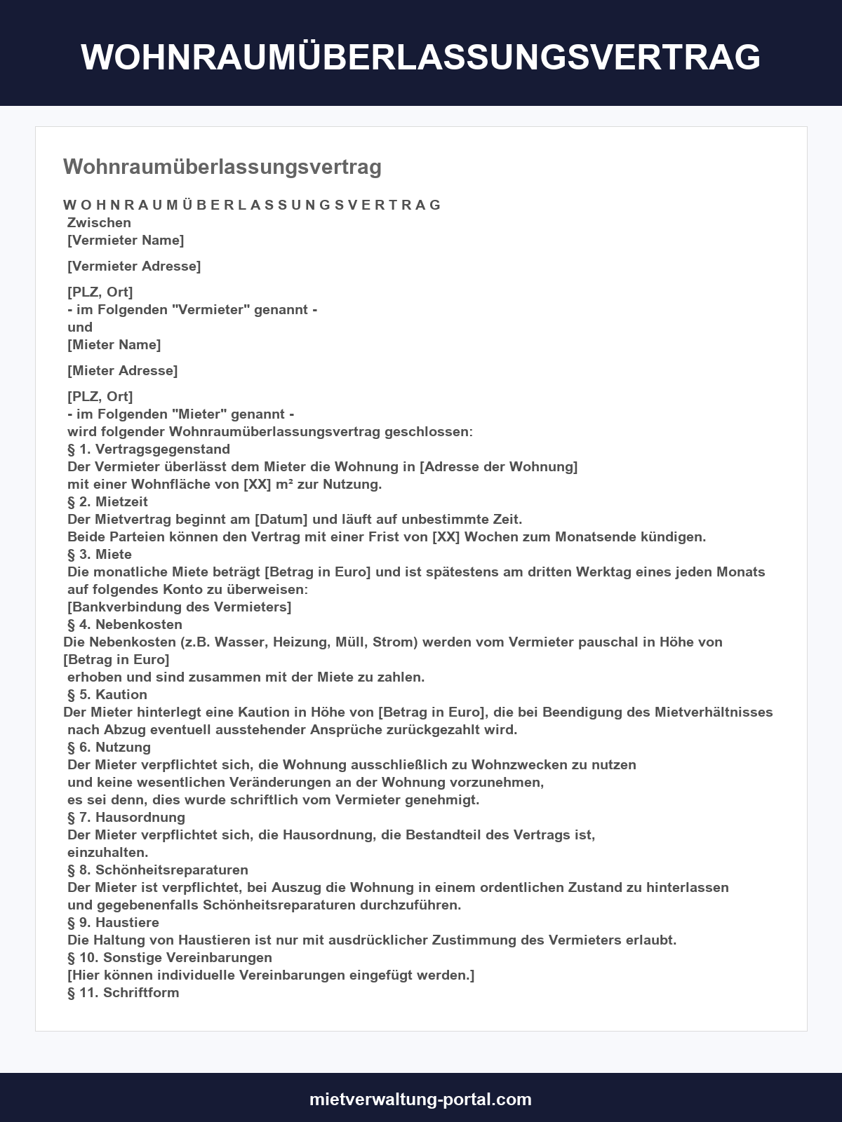 Wohnraumüberlassungsvertrag