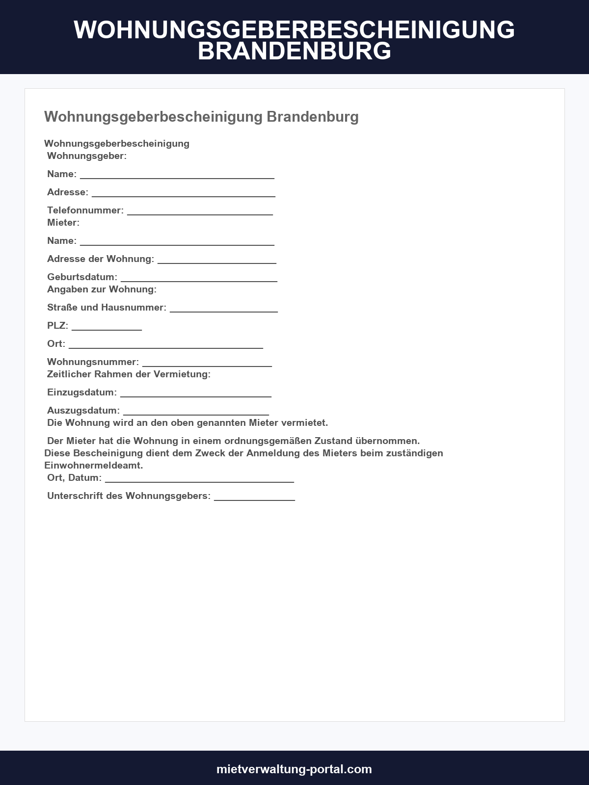 Wohnungsgeberbescheinigung Brandenburg